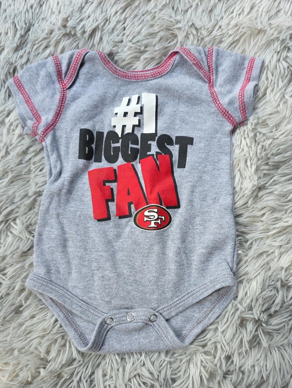 NFL Gray, Red & Black 'Biggest Fan' Baby One-Piece